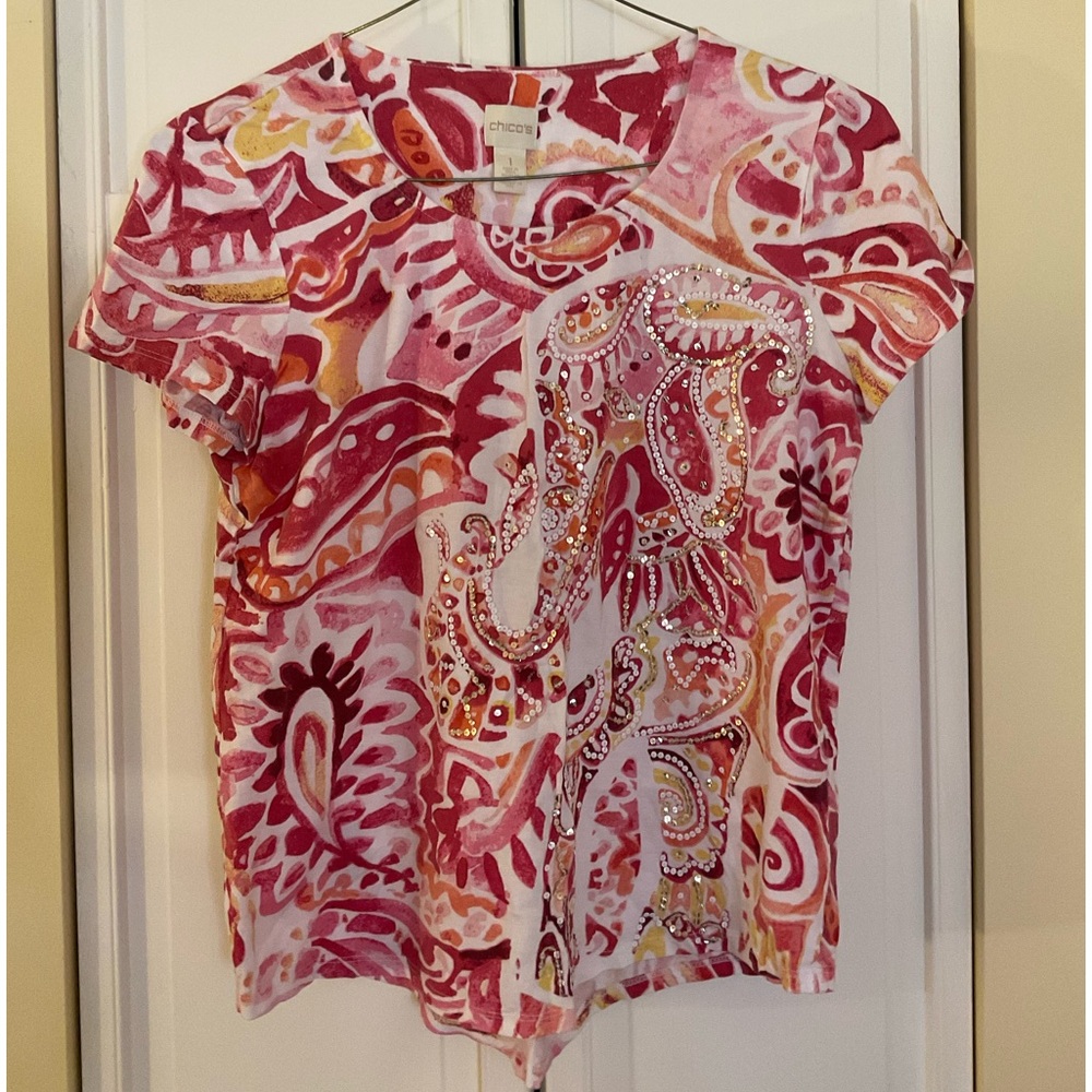 ❌FINAL PRICE❌ Chicos Pink Pattern W sequins